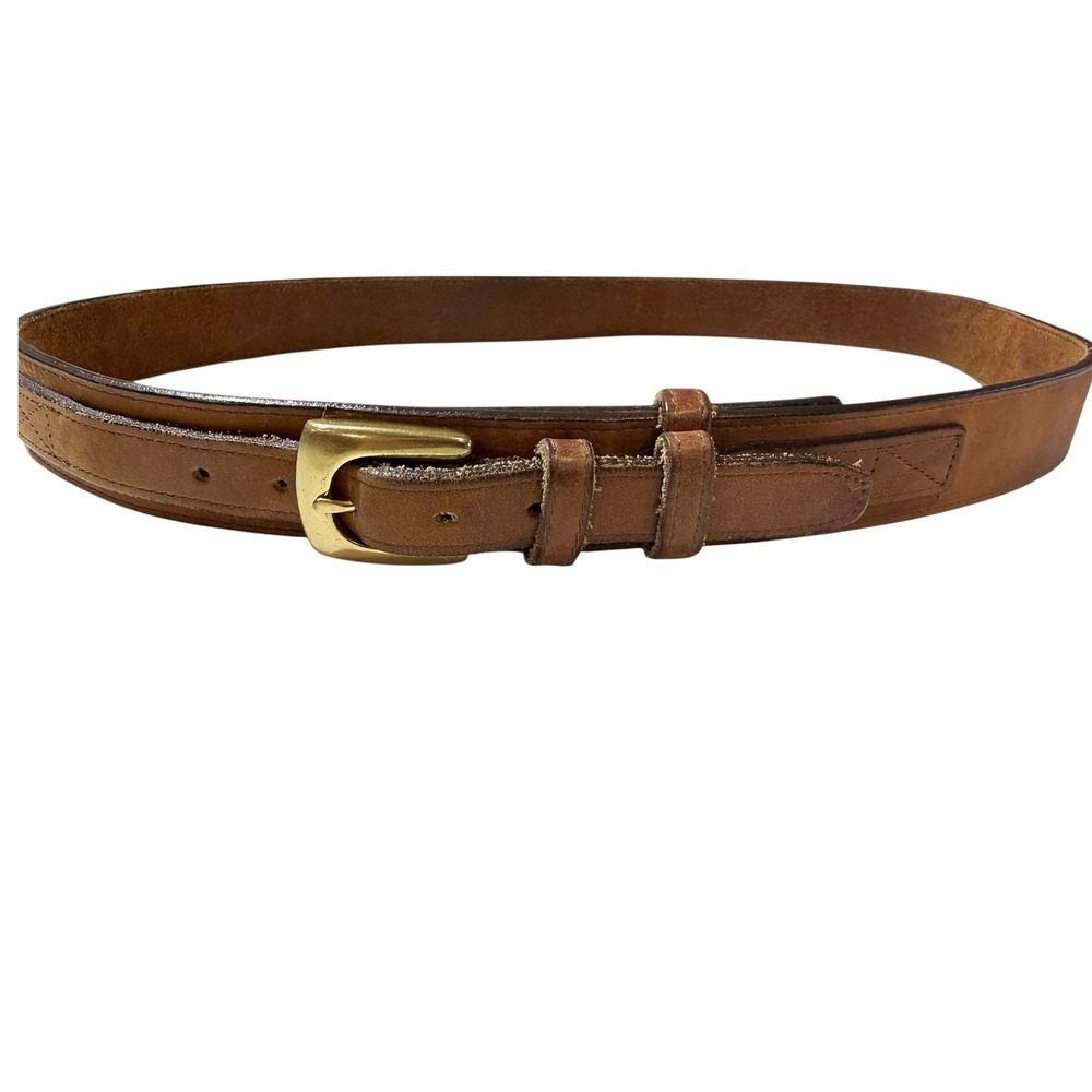 Cabela's Mens Leather‎ Belt Size 42 Brown Brass Buckle Workwear